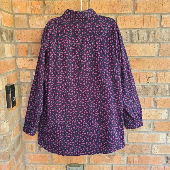 Faded Glory Womens Top Blouse Button Front Long Sleeves Roll Tab Ruffles Size 20 - Picture 9 of 9